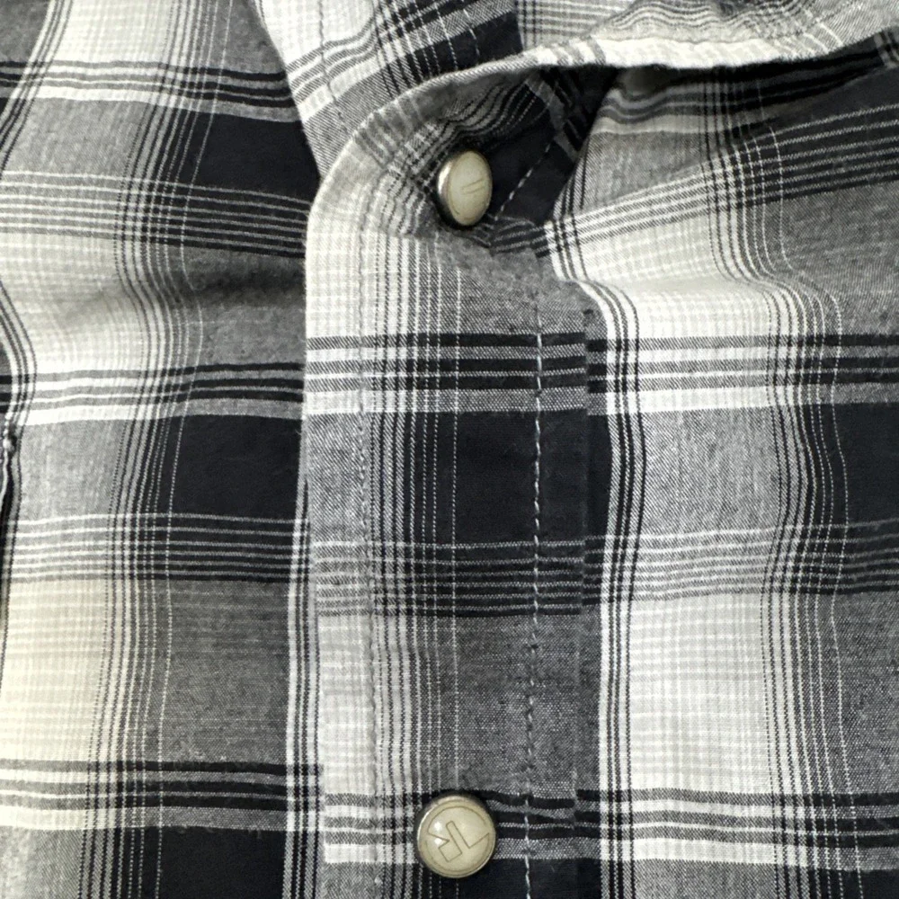 Topo Ranch Pearl Snap‎ Plaid Western Long Sleeve Rockabilly Shirt Size Medium